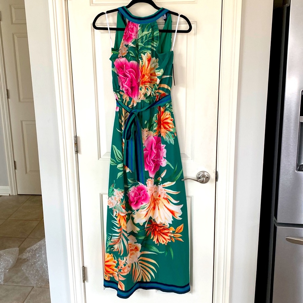 Lulus Maxi Green Floral halter dress